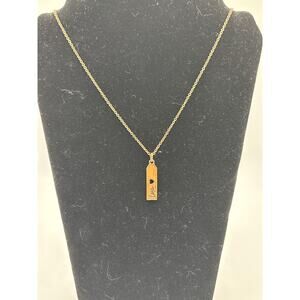 Love heart drop bar necklace gold toned 16-17"